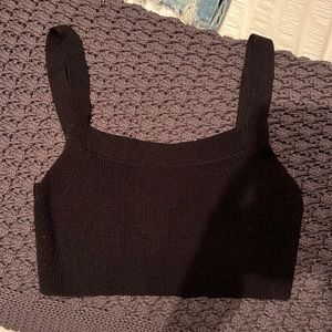 Black cropped rubbed tank